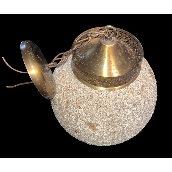 Vtg George Miller Popcorn Bubble Ball Swag Hanging Light Fixture Brass Details - Picture 3 of 5
